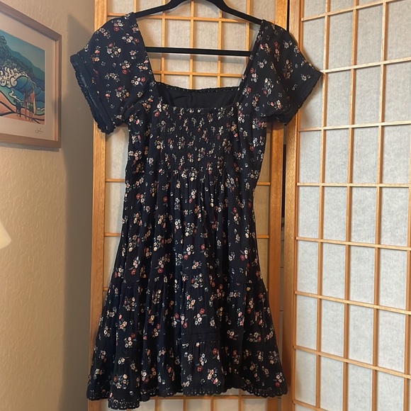 American Eagle Tiered Lace Black Floral Mini Dress S - Picture 5 of 9